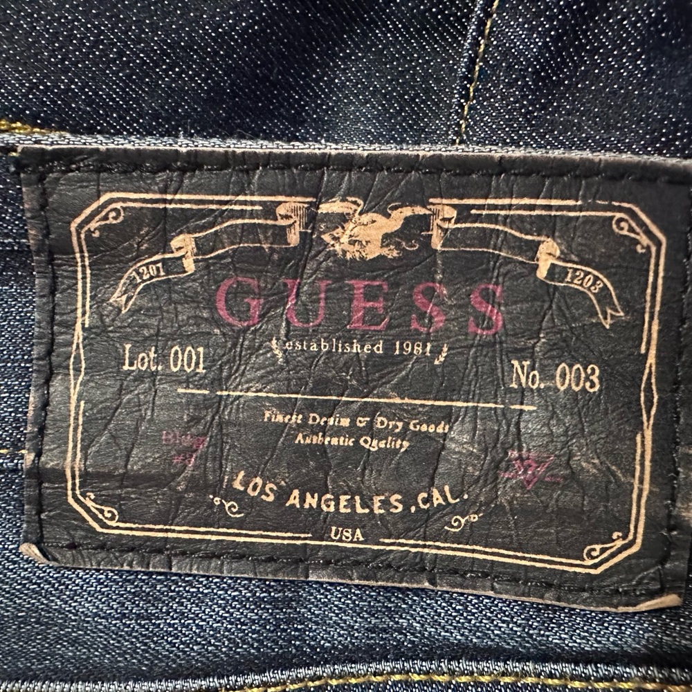 Guess Vintage Bootcut Button Fly Jeans Mid Rise Distressed Blue Denim 33x30
